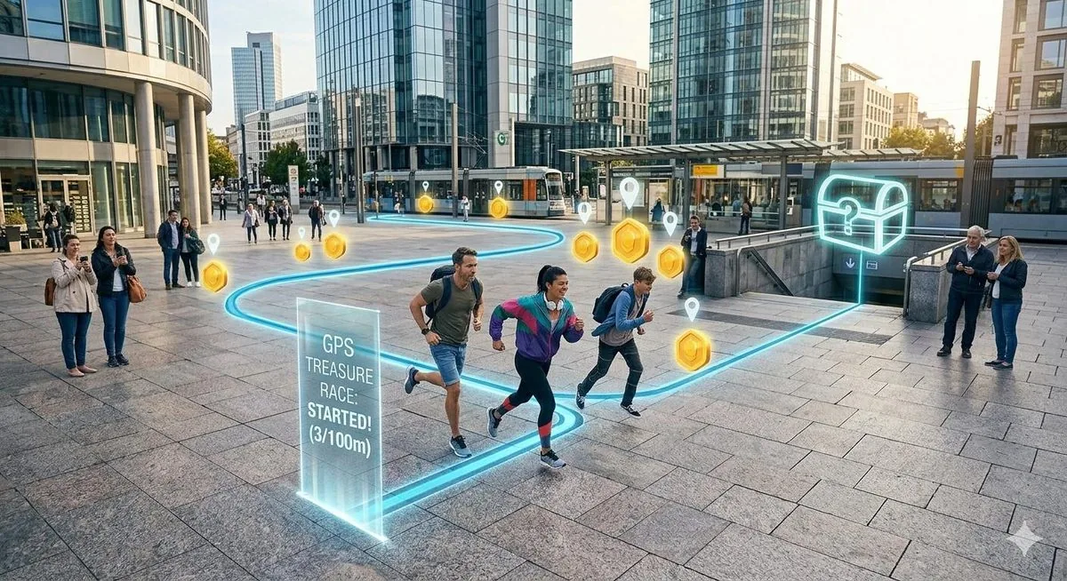 Sprint through a plaza